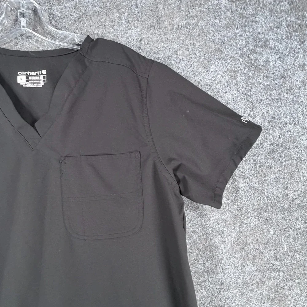 Carhartt Force Essentials V-Neck 6-Pocket Scrub Top Unisex S Black‎ Modern Fit
